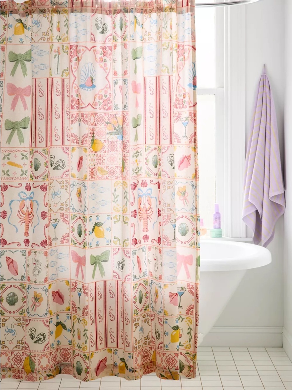 Urban Outfitters Porto Tile Pattern Shower Curtain